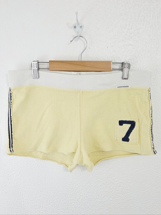 Abercrombie & Fitch Pants - Abercrombie & Fitch Vintage Y2K Knit Track Shorts butter yellow 2000s Size Small